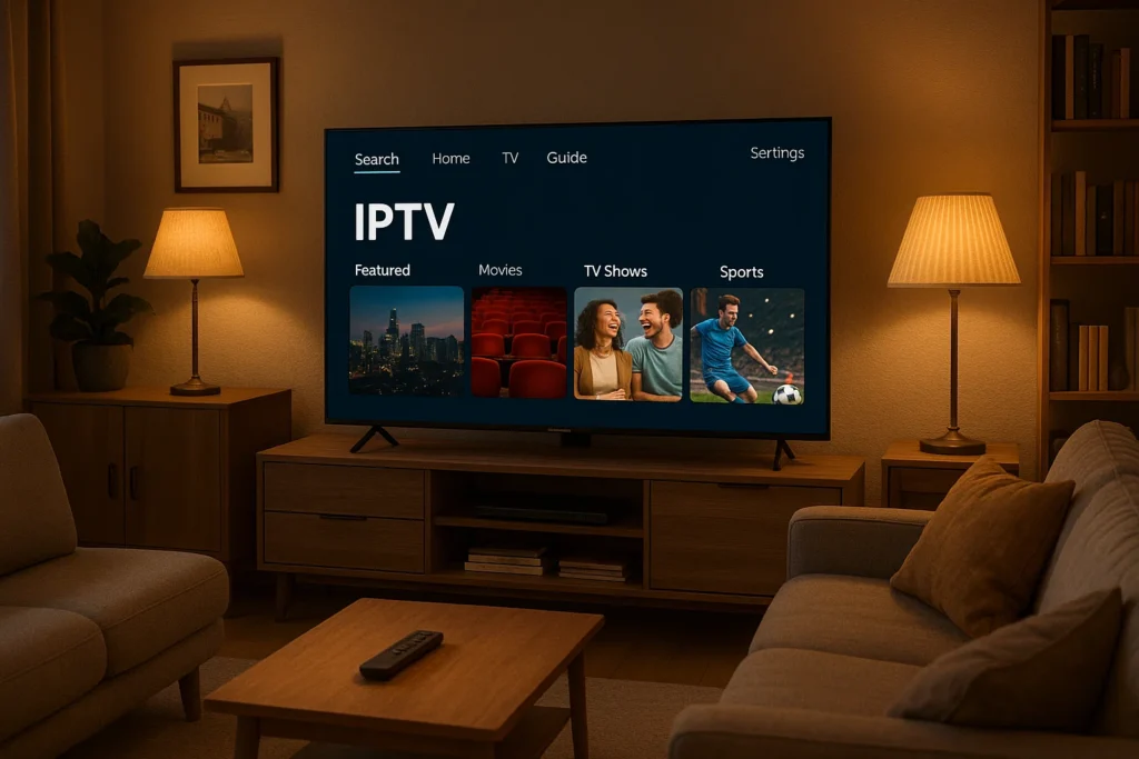 IPTV Deutschland auf einem Smart TV im Wohnzimmer