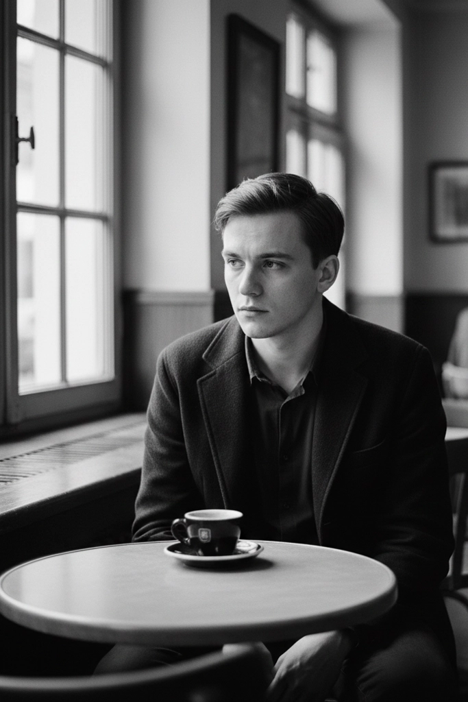 Oh Boy Filmcover – nachdenklicher junger Mann im Berliner Café