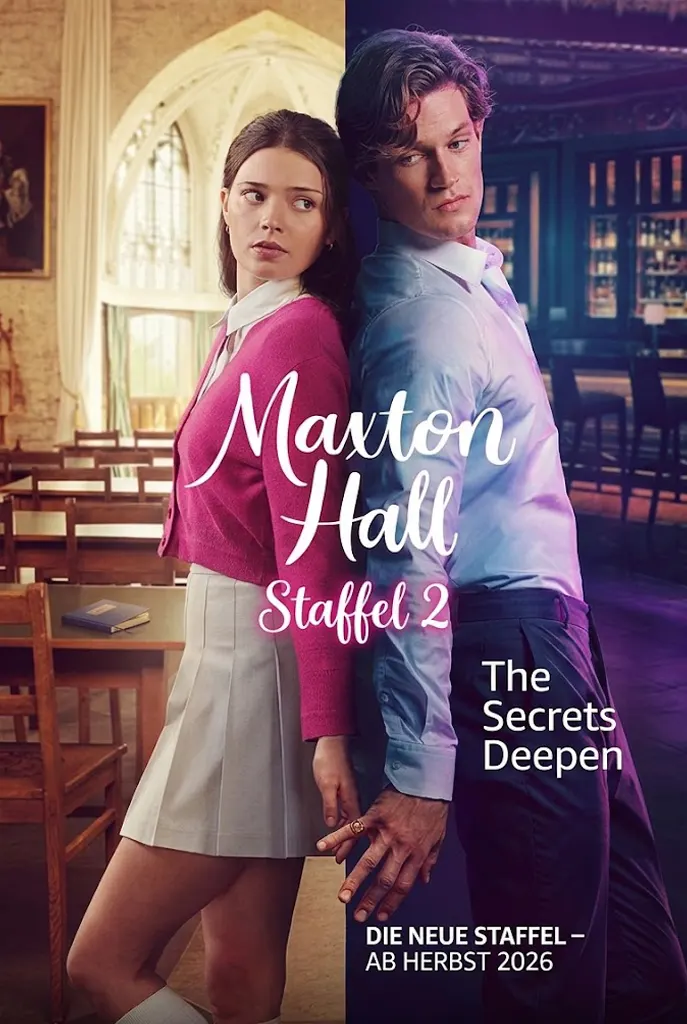 Maxton Hall Staffel 2 Poster mit den Hauptfiguren der beliebten deutschen Drama-Serie auf IPTV Germany